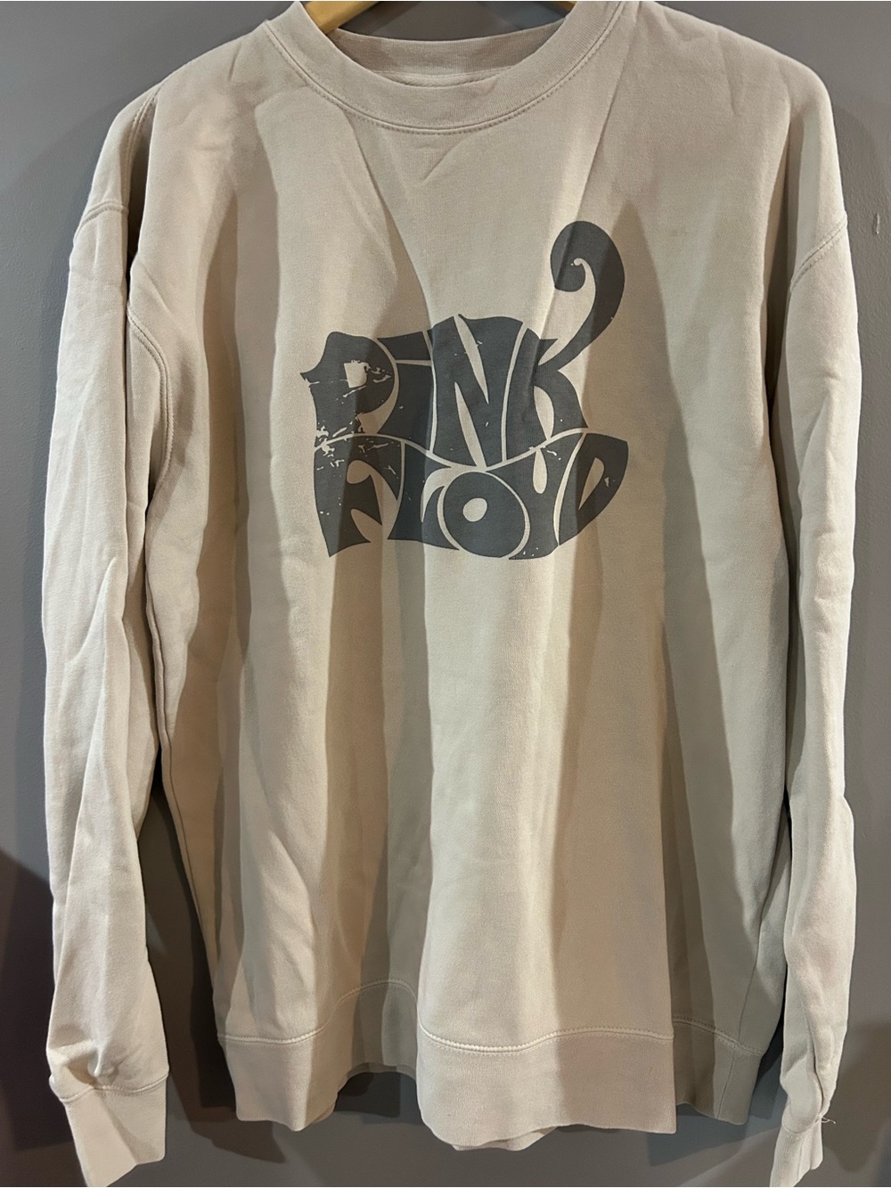 Pink Floyd Beige Crewneck Sweatshirt with Dark Gray Logo